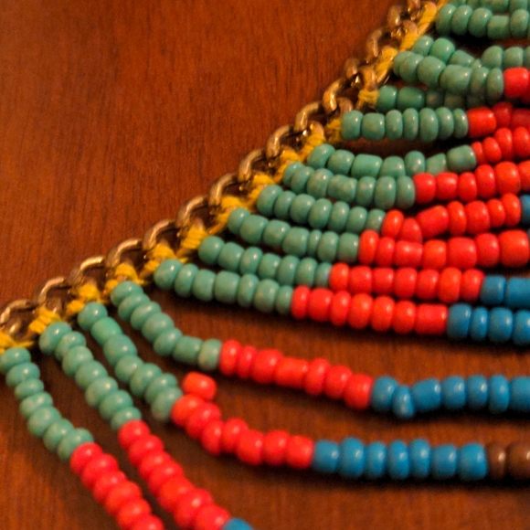 Multi colour beaded chain necklace - Picture 4 of 6